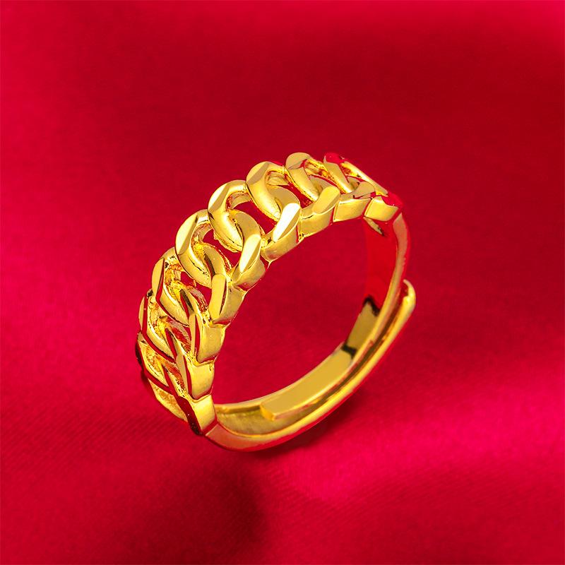 Fukou Celebrity Gold-Plated Chain Bracelet & Ring Set