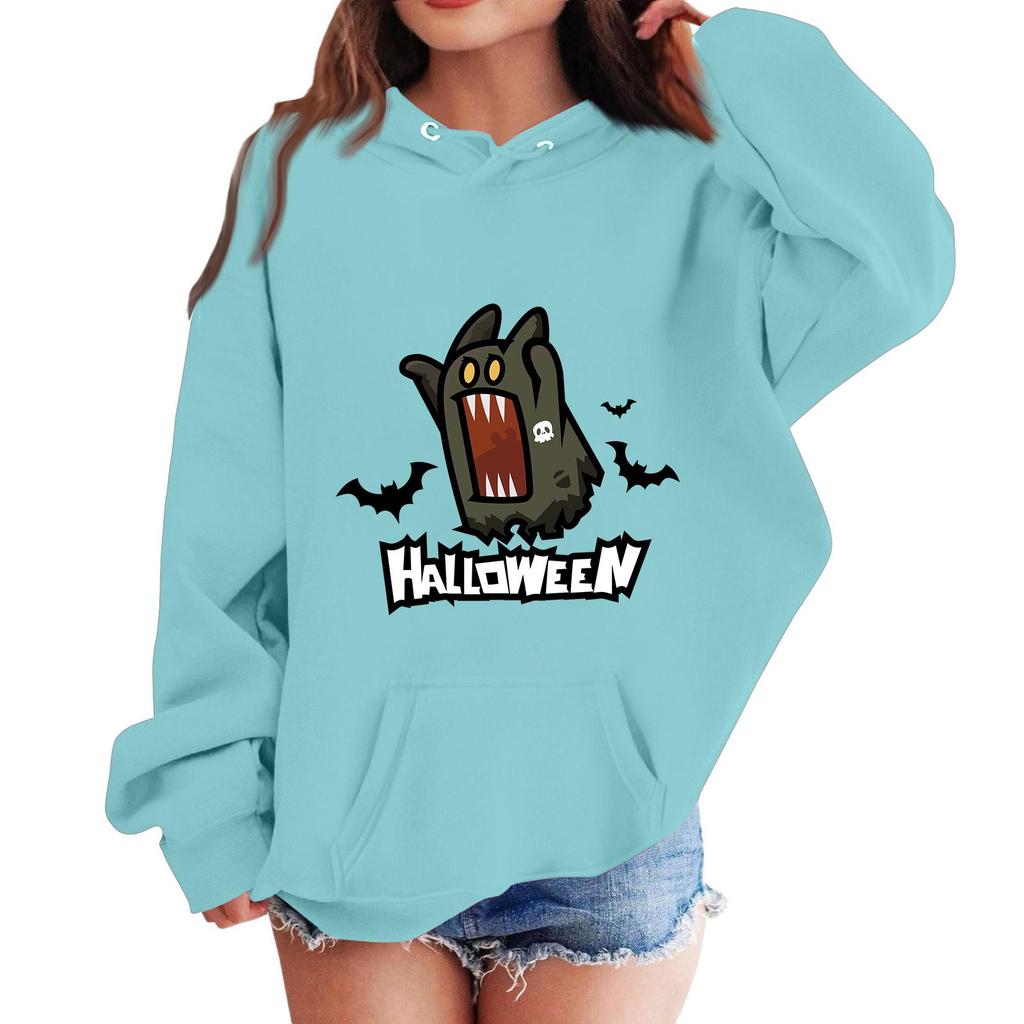 Kids Halloween Printed Hoodie Casual Loose Fit Sweatshirt for Holiday Party and Everyday Use