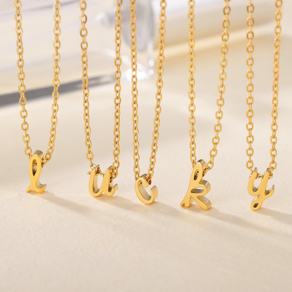 Stainless Steel Lowercase Letter Pendant Necklace
