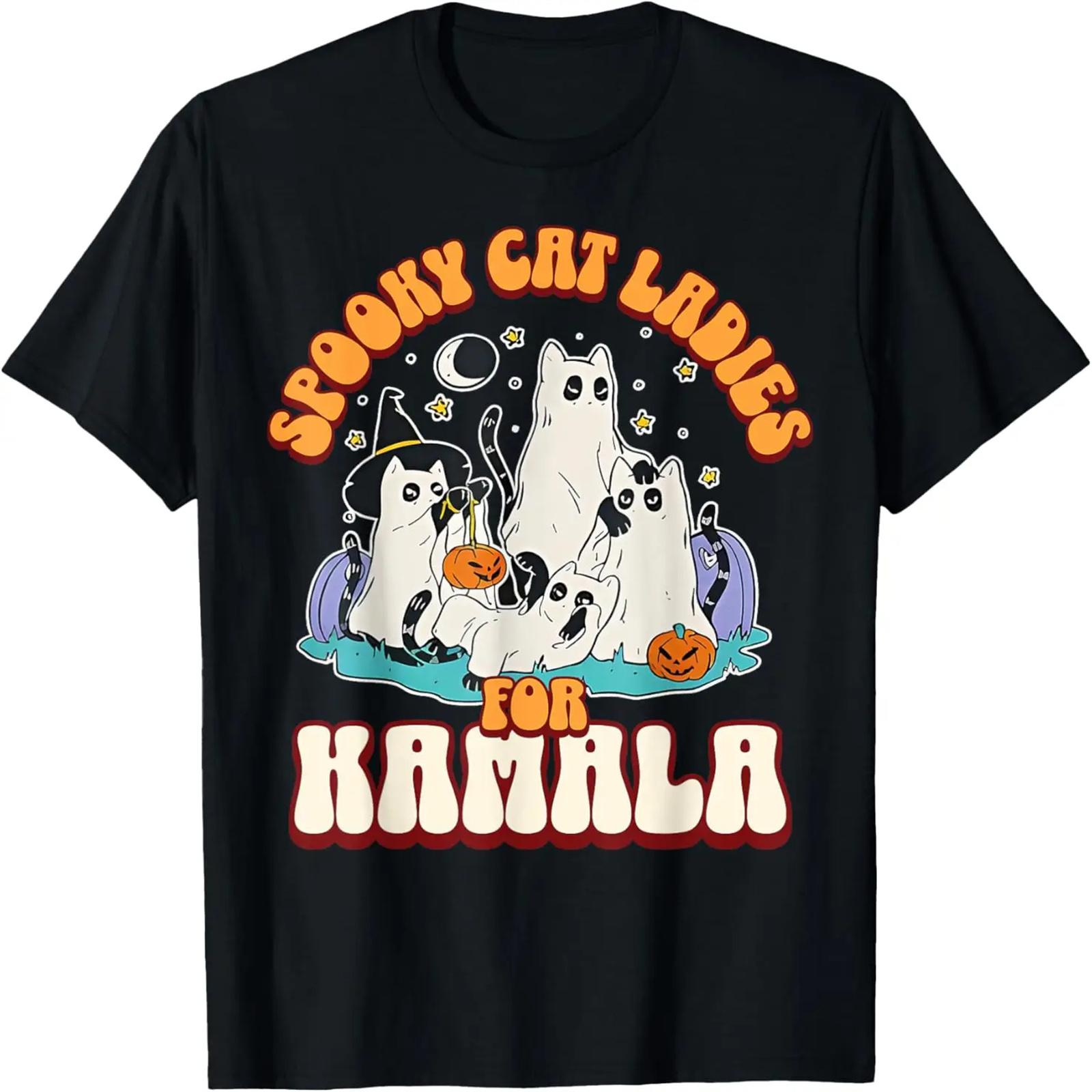 

Spooky Cat Ladies For Kamala Childless Cat Lady Feminist T-Shirt XXXXXL чорний