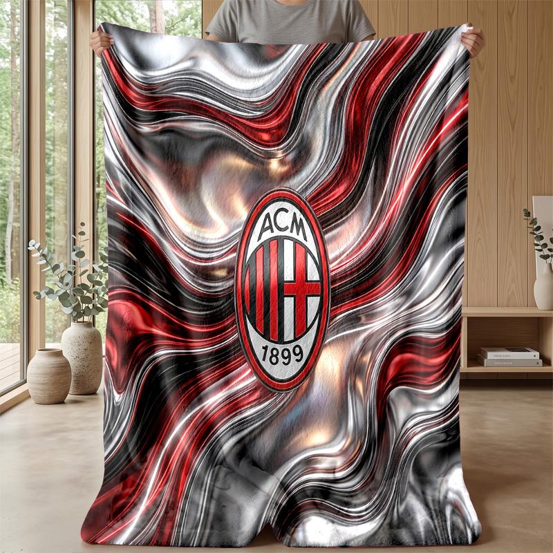 AC Milan Theme Blanket Soft Flannel Blanket Plush Throw Blanket Cozy Sofa Bed Blanket for Home Decor