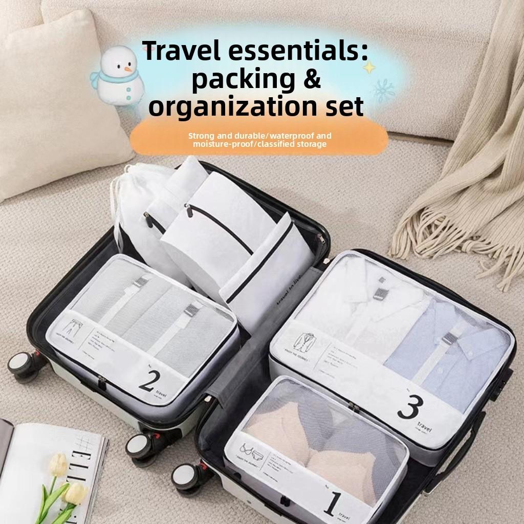 Travel Storage Bag Seven Piece Set With Polyester Material For Packing And Organization