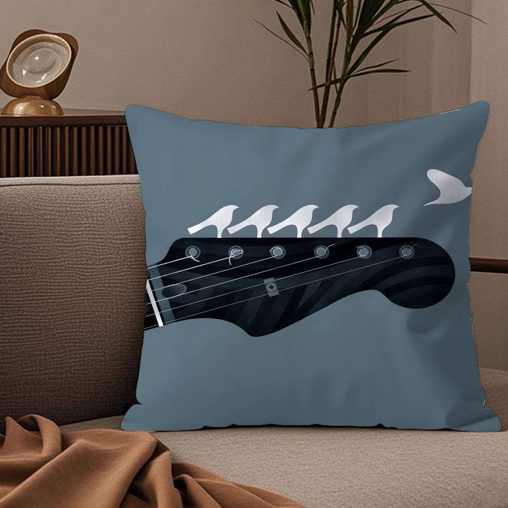 Fashing Realistic Musical Note Pattern Pillow Case Silky Elegant Comfort Sofa Bed Invisible Zipper