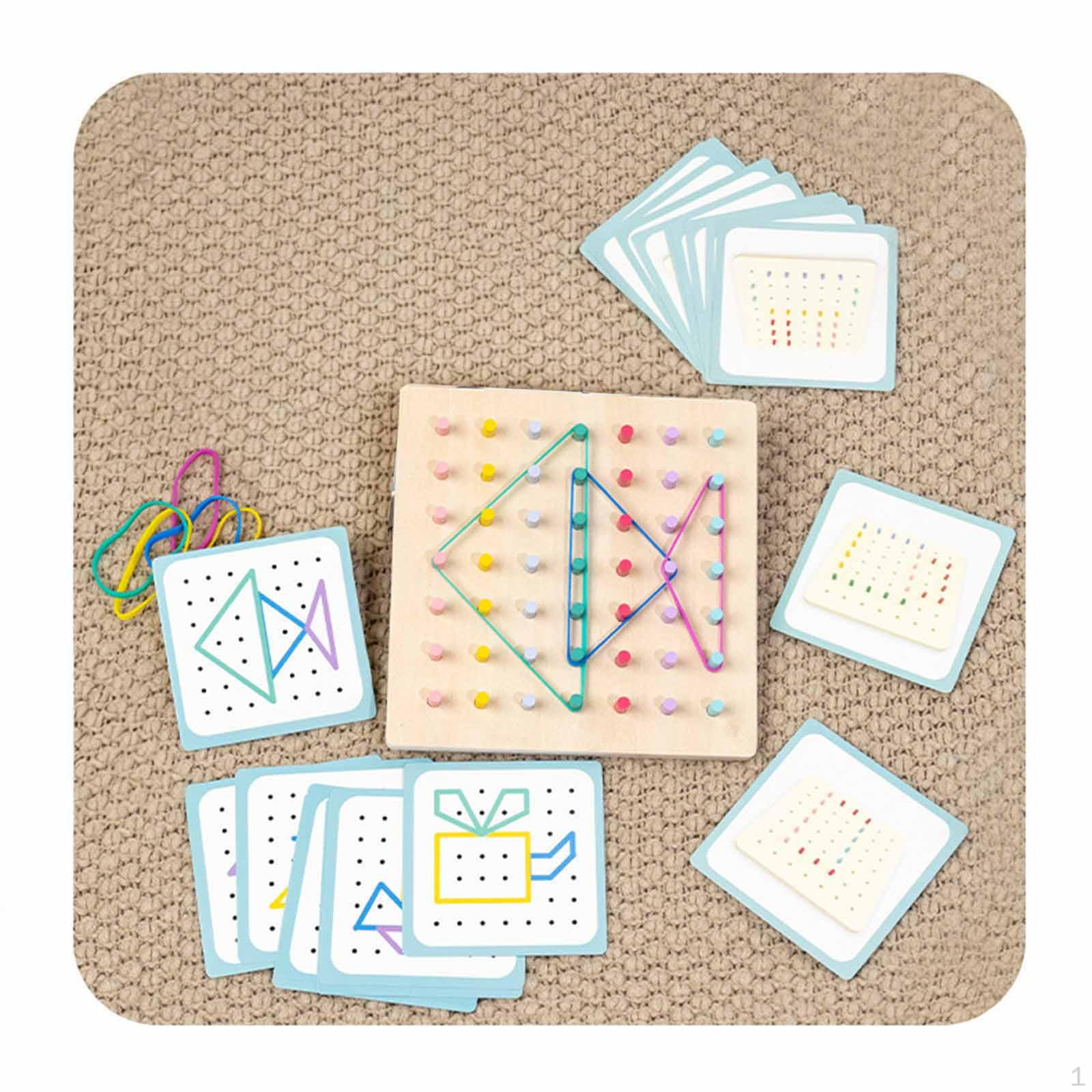 

Geoboard with Ribbons, Fine Motor Skills Development Toy, Brain Teaser, Graphic Learning Toy