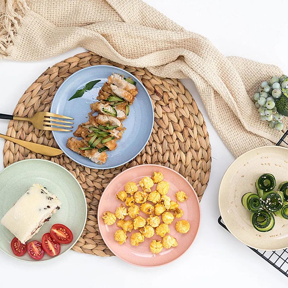 5 ks odolných plastových talířů, víceúčelový stolní talíř, vhodný do mikrovlnné trouby, nádobí na jídlo, domácí protiskluzová základna, večeře