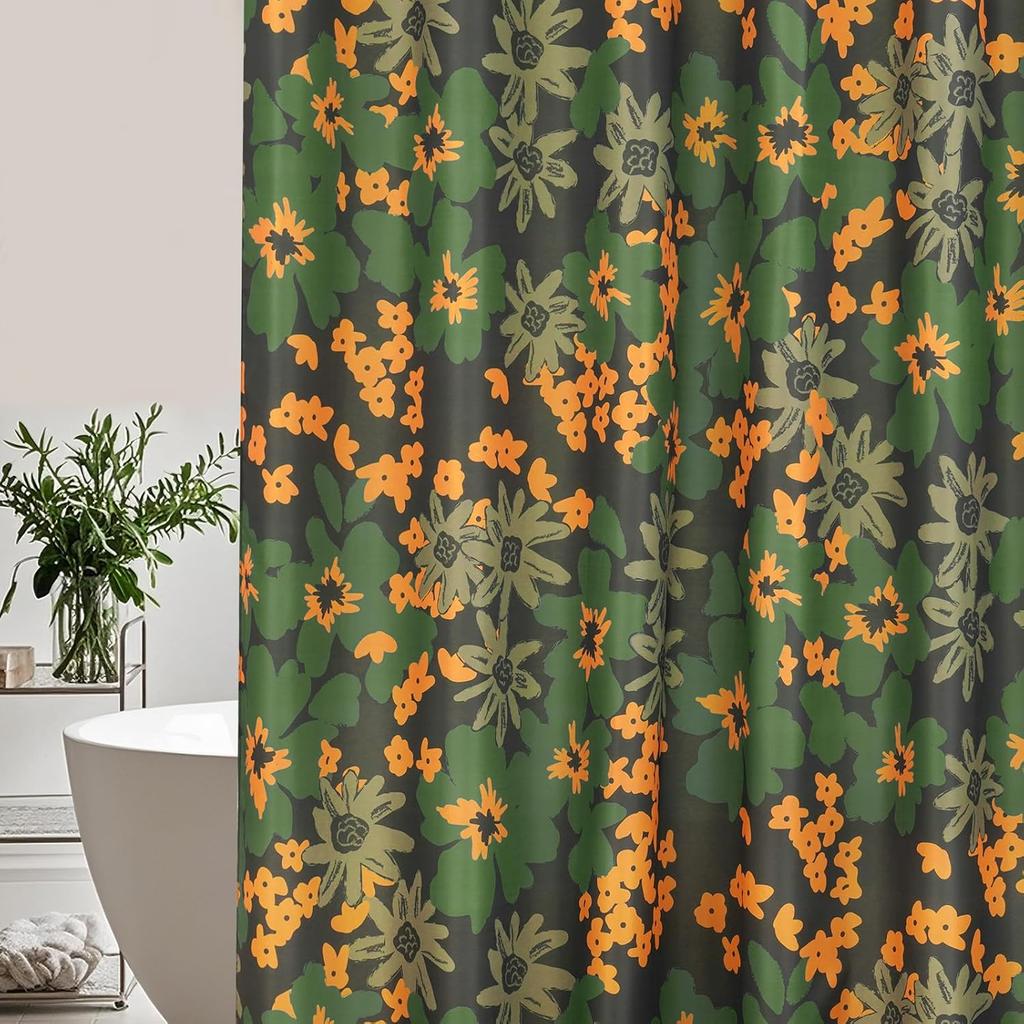 Winter Forest Green Pine Tree Shower Curtain, Winter Nature Scene Xmas Holiday Shower Curtain,Snow Forest Snowy Shower Curtain