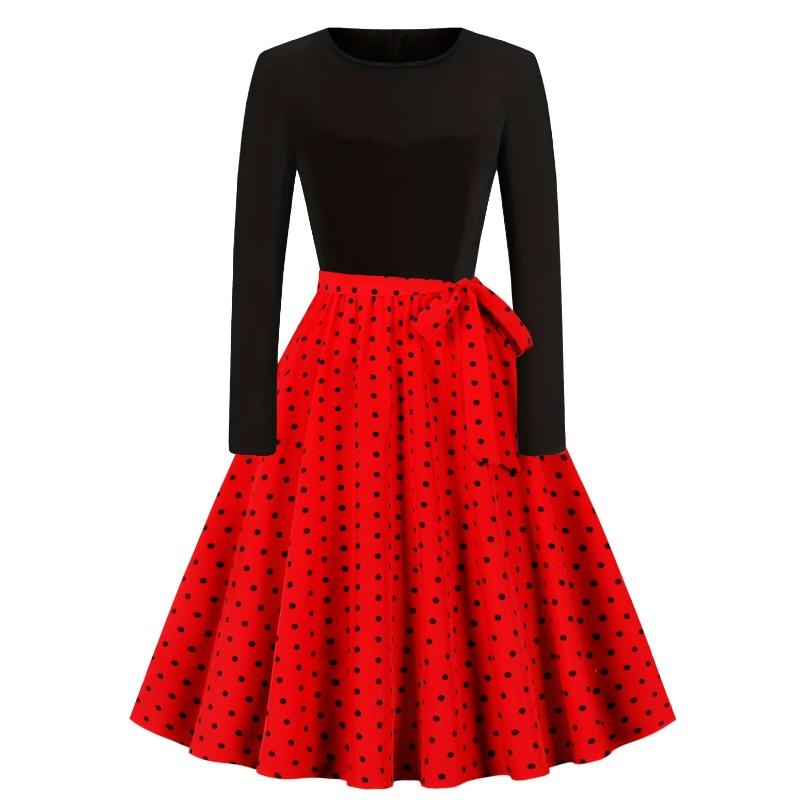 JPNTKY Fashion Spring Autumn Long Sleeve O-Neck Casual Dresses