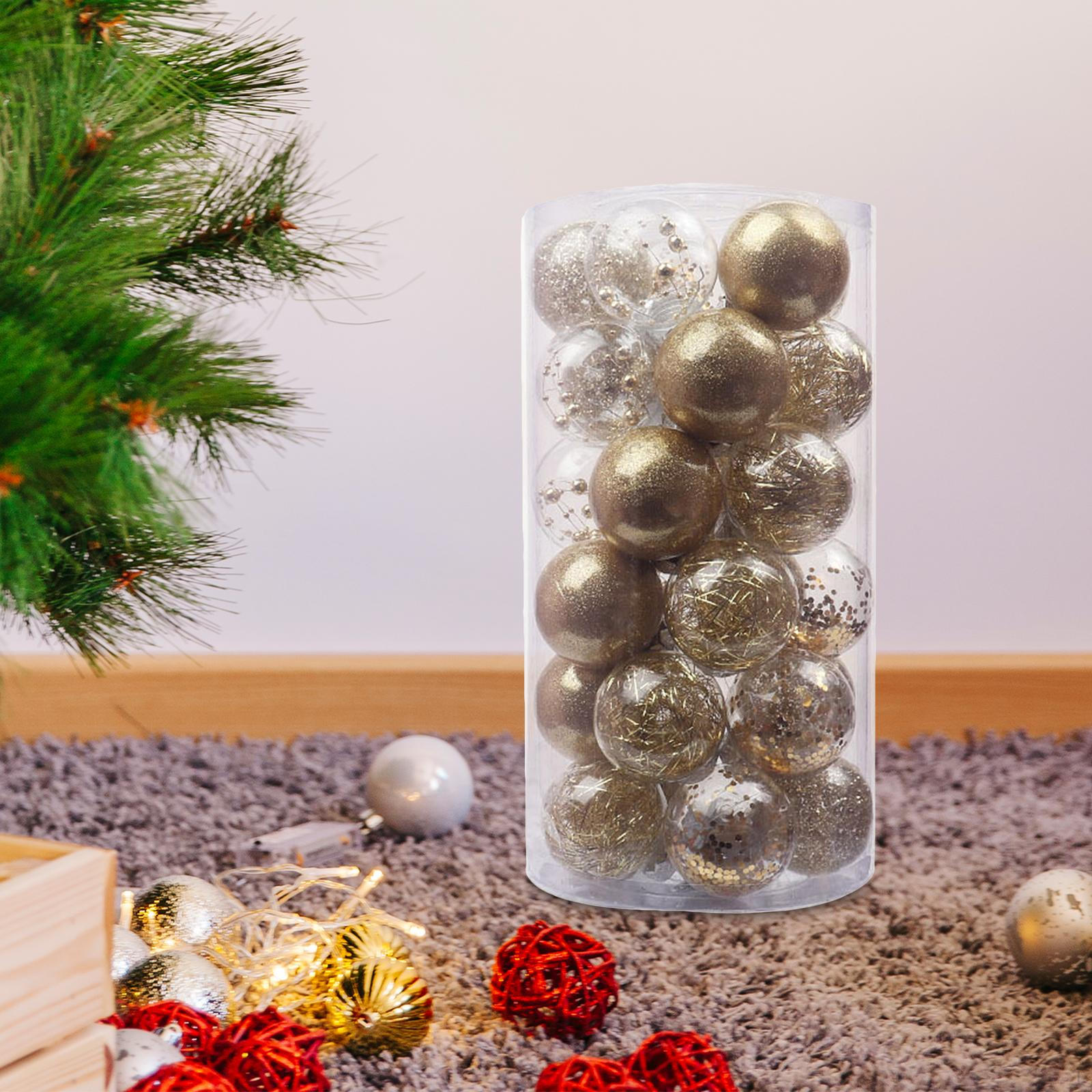 

30 шт. Рождественские шары, украшения, небьющиеся, фестивальные безделушки, рождественская елка Gold