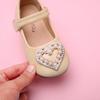 Girls Leather Shoes Kids School Flats Children Dress Shoes Princess Sweet Soft with Heart Shape Square Rhinestone Pearls Party