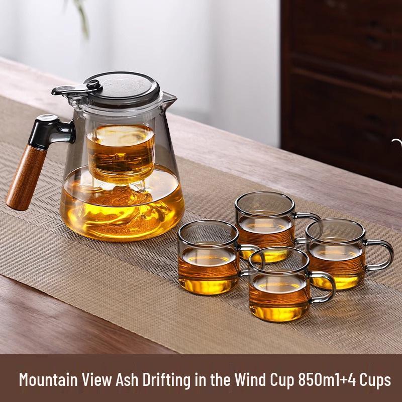High-Temperature Resistant Glass Teapot with Built-in Tea & Water Separation