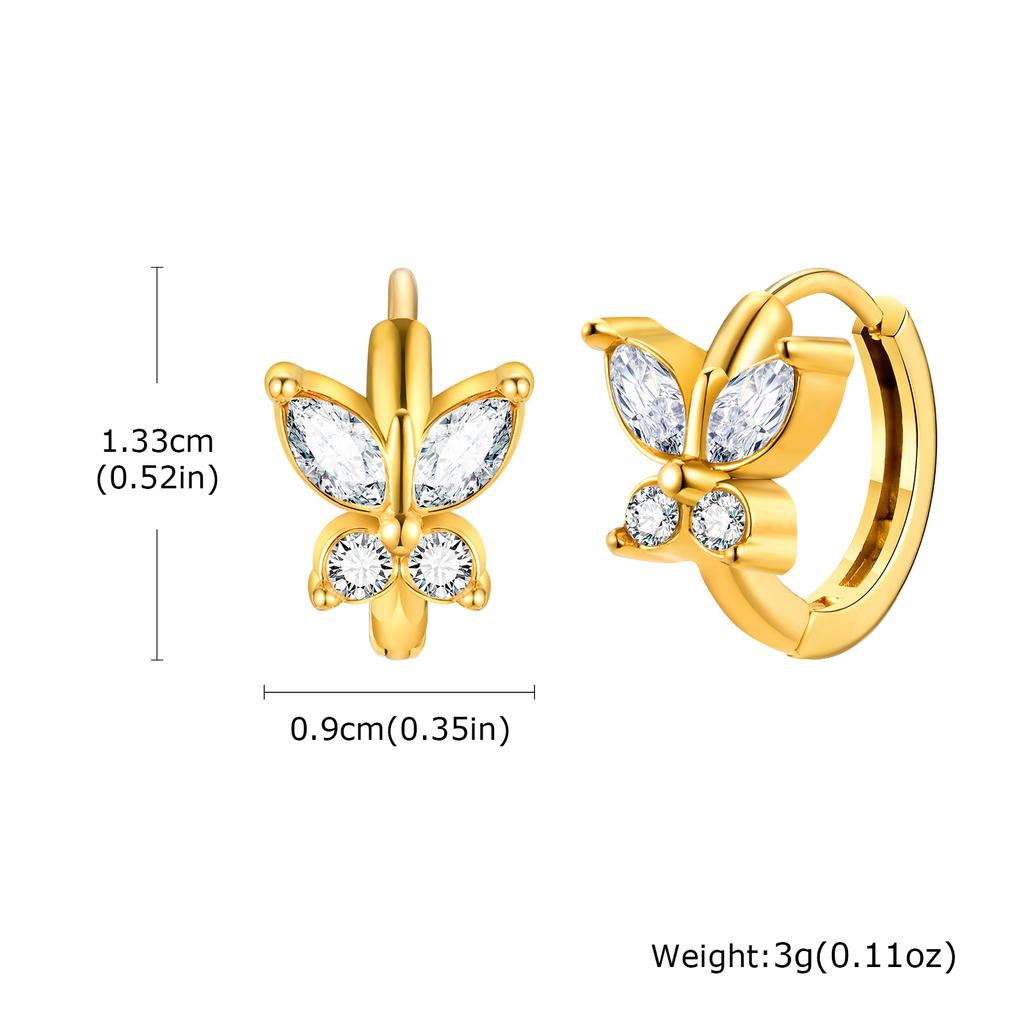 18K Gold Plated Stainless Steel Cubic Zirconia Huggie Hoop Earrings, Hypoallergenic Small Earrings for Women Stylish Jewelry