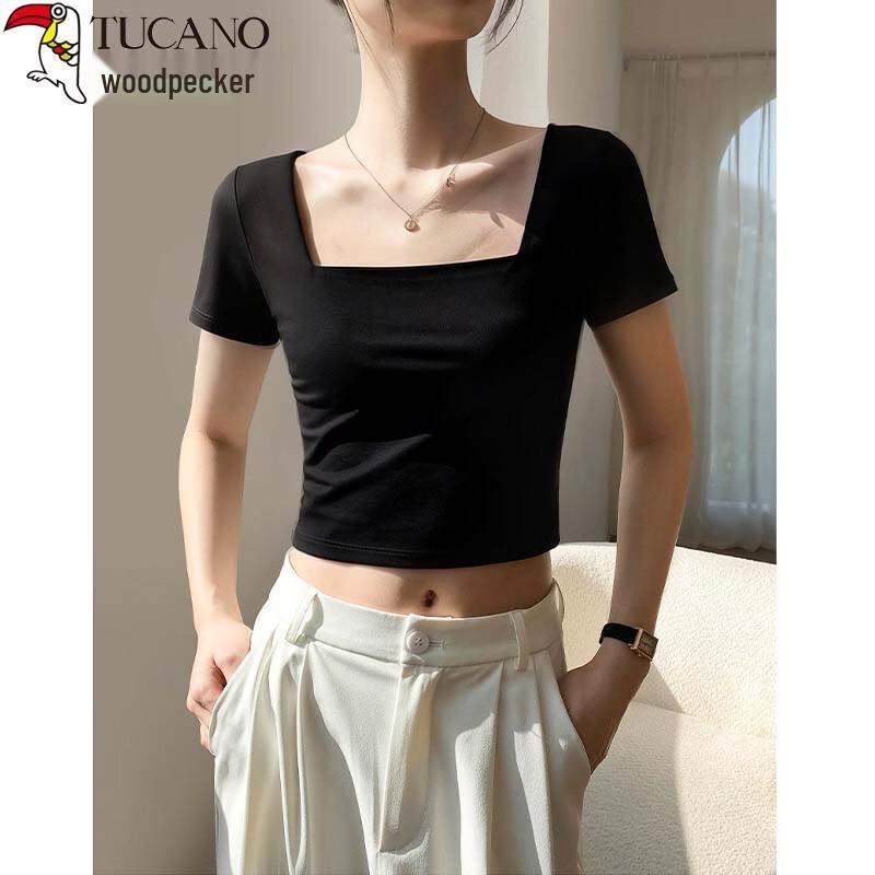Woodpecker Women's Square Neck Crop T-Shirt