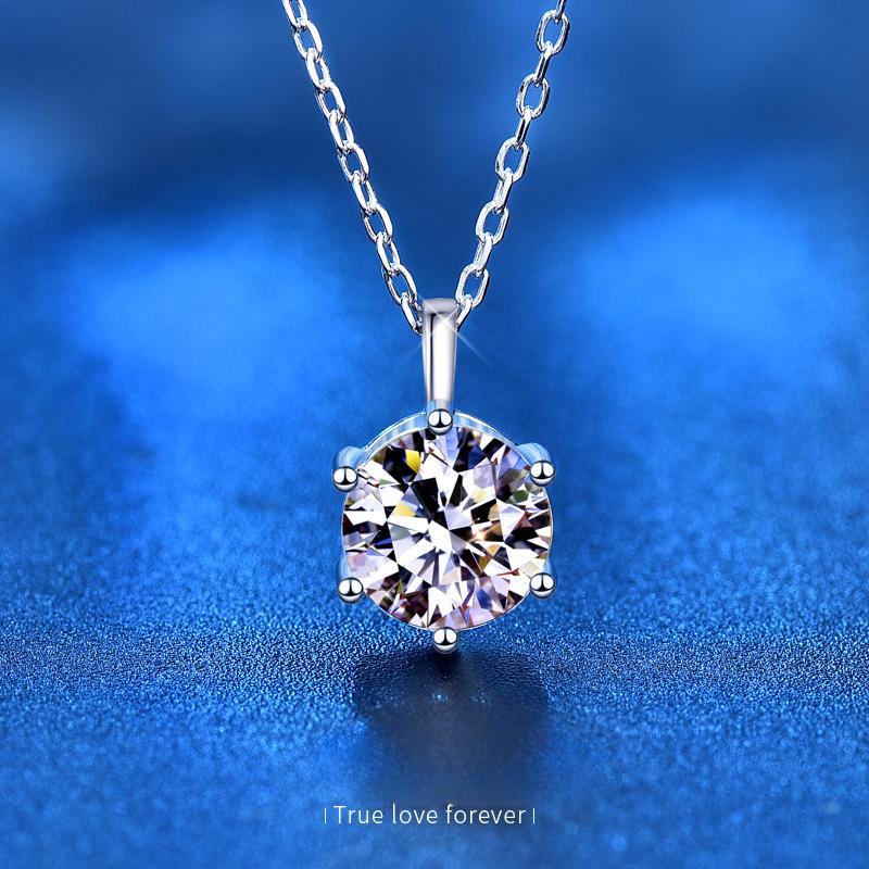s925 Sterling Silver 2 Carat Moissanite Diamond Pendant Women's Necklace Fashion Minimalist Collar Necklace Jewelry Gift