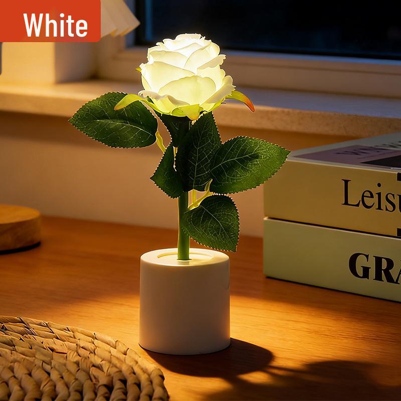 

Cross-border LED Rose Night Light - Valentine s Gift Flower Pot Lamp for Atmosphere and Creativity Warm White