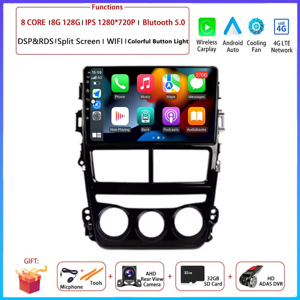 Android  Carplay Auto For Toyota Vios Yaris MT 2017 2018 - 2020 Car Radio Navigation GPS Multimedia Video Player DVD 5G WIFI