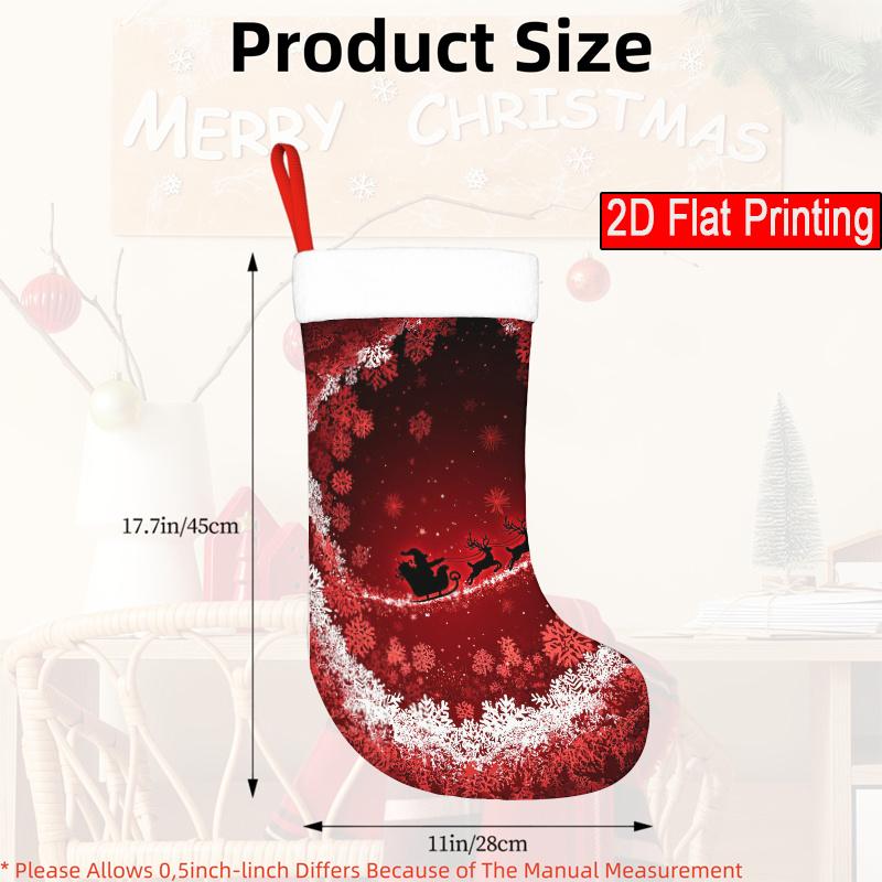 Christmas decoration fireplace hanging stocking2D Flat Christmas Theme - Santa Claus Gift Pattern, 4-Christmas