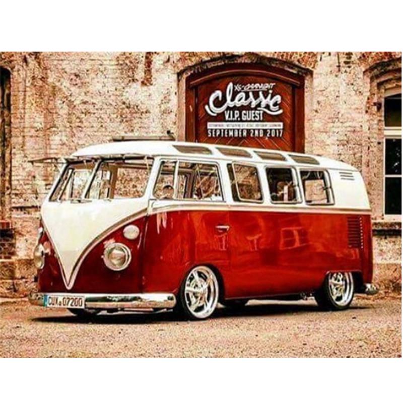 Vollständiges 5D-Diamantgemälde zum Selbermachen, quadratisch/rund, „Klassischer Oldtimer“, Diamant-Stickerei, Kreuzstich, Geschenk, Heimdekoration, Geschenk