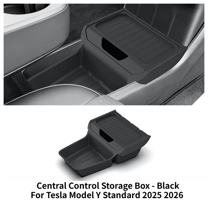 For Tesla Model Y Standard 2026 TPE Under Central Control Storage Box Flip Cover Design Tissue Box Storage Interior Accessorie