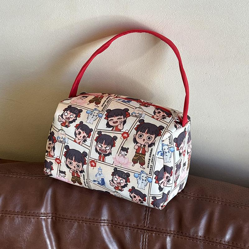 

Мультяшная милая сумка-тоут с принтом Нечжи, косметичка, сумка для макияжа, большая вместимость, дорожный портативный органайзер для хранения, сумки для туалетных принадлежностей, подарки