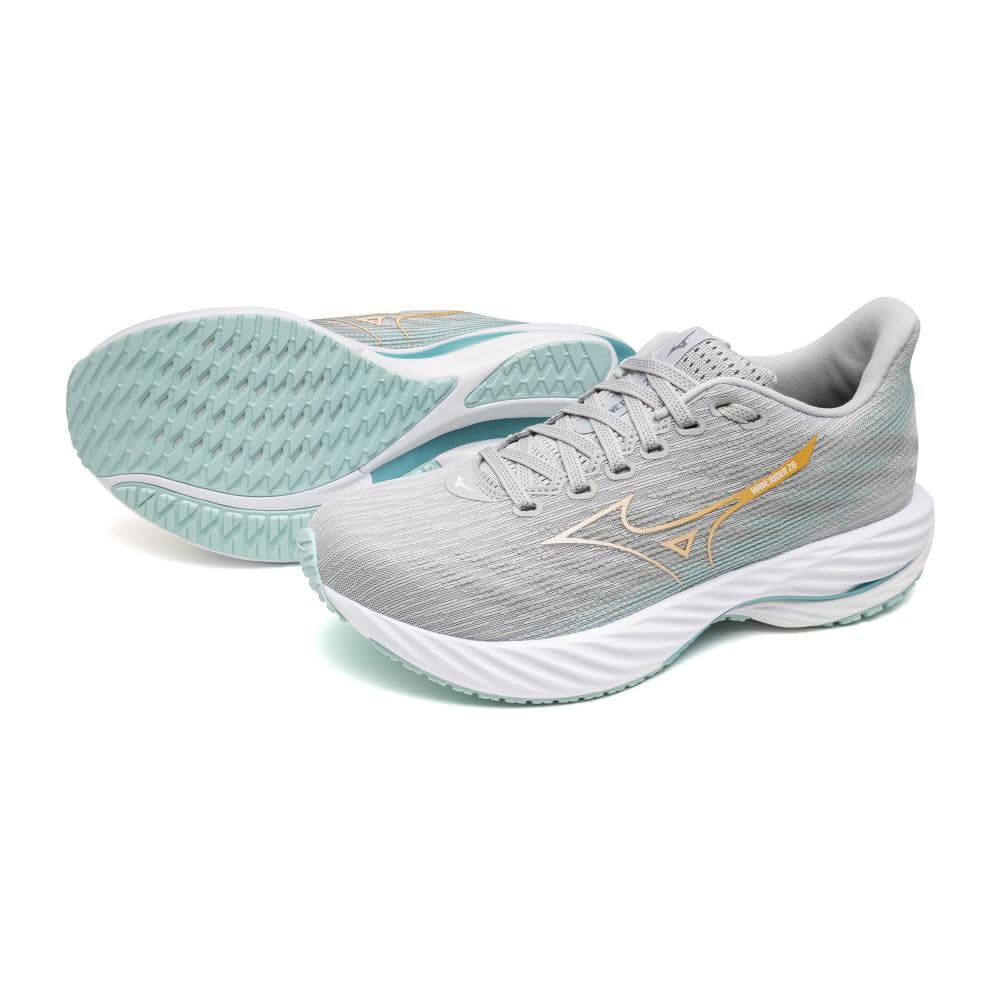 

Mizuno Кроссовки для бега Wave Rider 28, толстые, светло-серые x оранжевые x светлые, 4E, для пробежек, марафона, тренировок, спорта, легкие, упругие, подошва, женские,