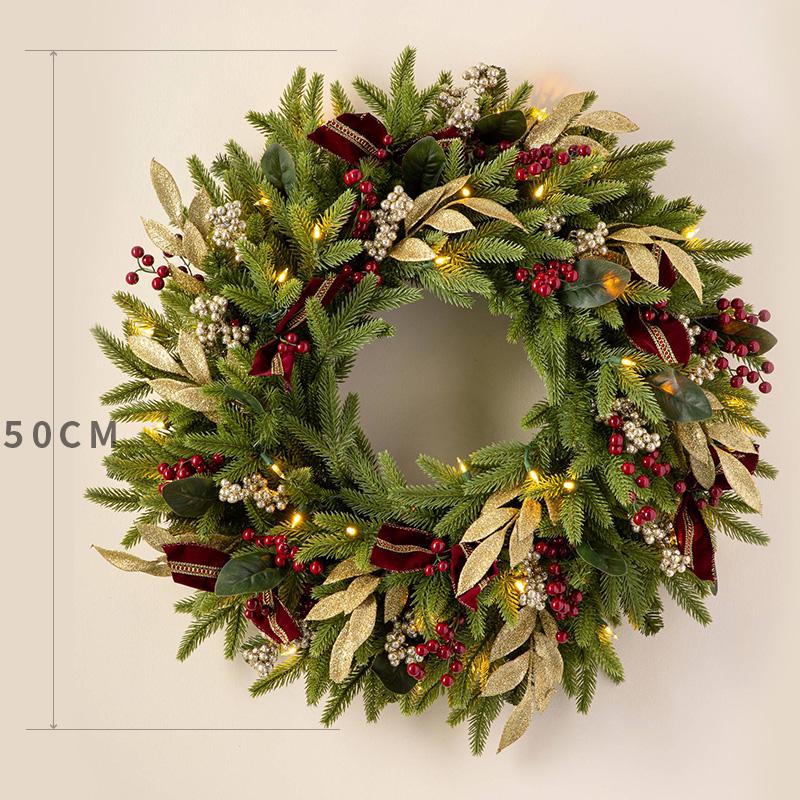 Rattan Christmas Wreath & Tree Set: 50/60/80CM Door Hanging & 2.7M Garland, Perfect for Holiday Window Décor