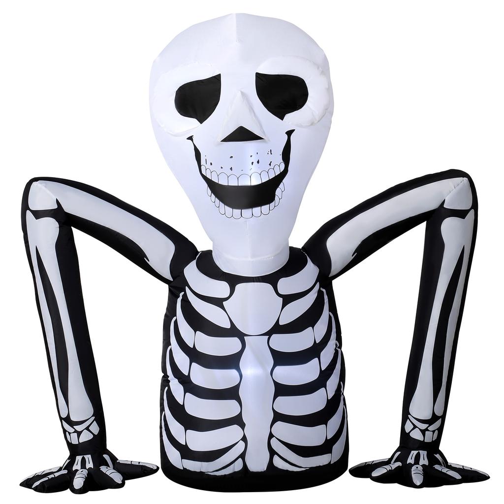 Inflatable Halloween Skeleton, Crawling Out of the Ground, with LED Lights, Spooky Decoration for Indoor and Outdoor Use.
