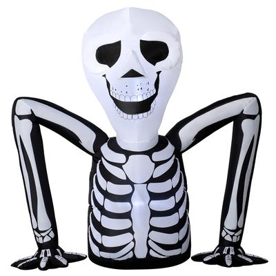 Esqueleto inflable de Halloween, saliendo de la tierra, con luces LED, decoración espeluznante para uso en interiores y exteriores.