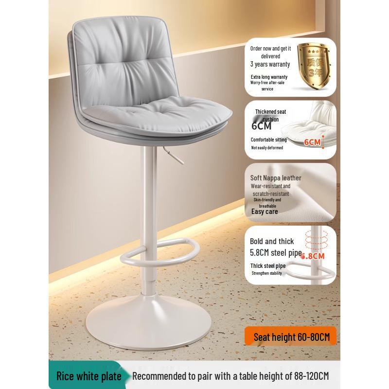 Modern Minimalist Wrought Iron Bar Stool with Backrest