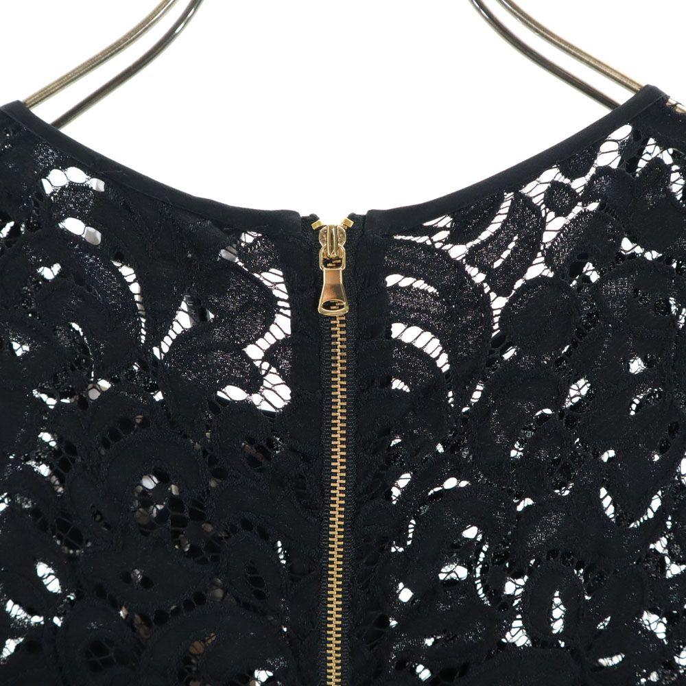 Unused MILLY Made In USA No Sleeve Lace Tweed Switching One Piece Black Women Used