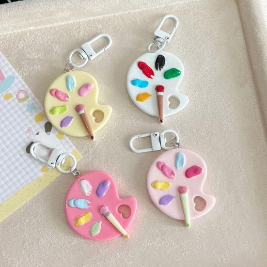 Keychain Pendant Artist Palette Brush Design Keychain Pendant with Metal Lobster Buckles Bags Keys Backpacks Keyring