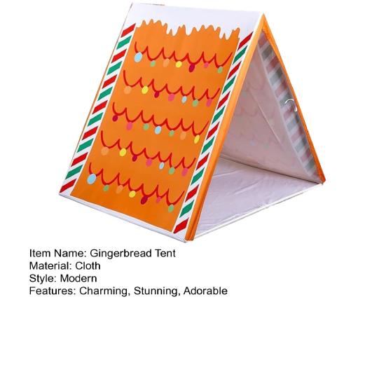 Gingerbread Christmas Tent 43" X 33" Brown Christmas Sleepover Tent for Kids Gingerbread Play Tent House for Indoor Holiday Party