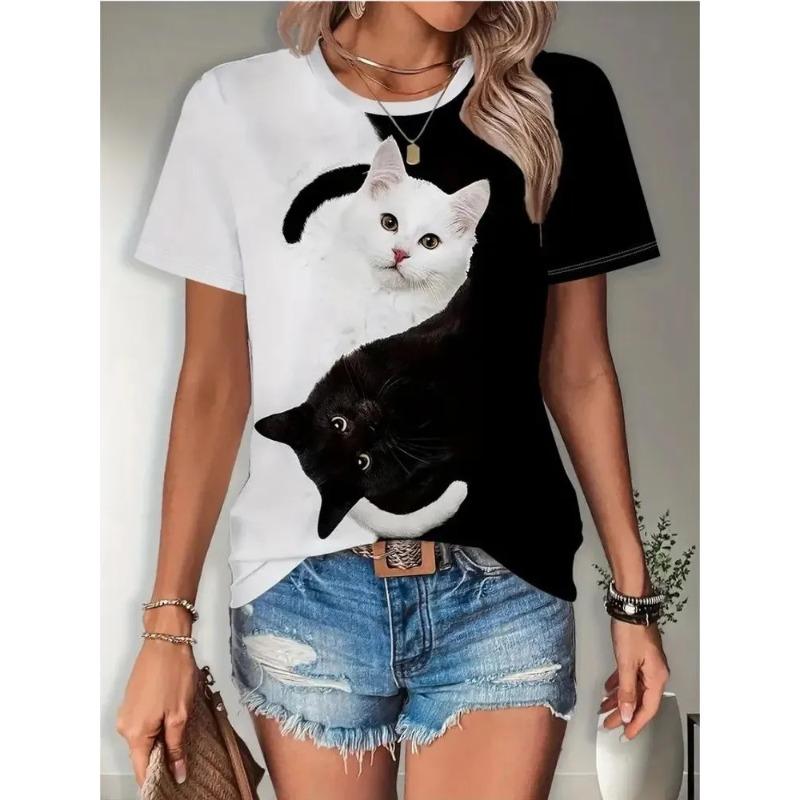 3D Printing Cute Animal Pattern Fashion Women's T-shirt Summer Breathable Versatile Trend