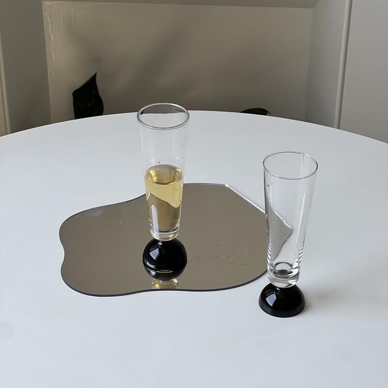 

LISM Vintage Black Agate Handmade Crystal Champagne Flute