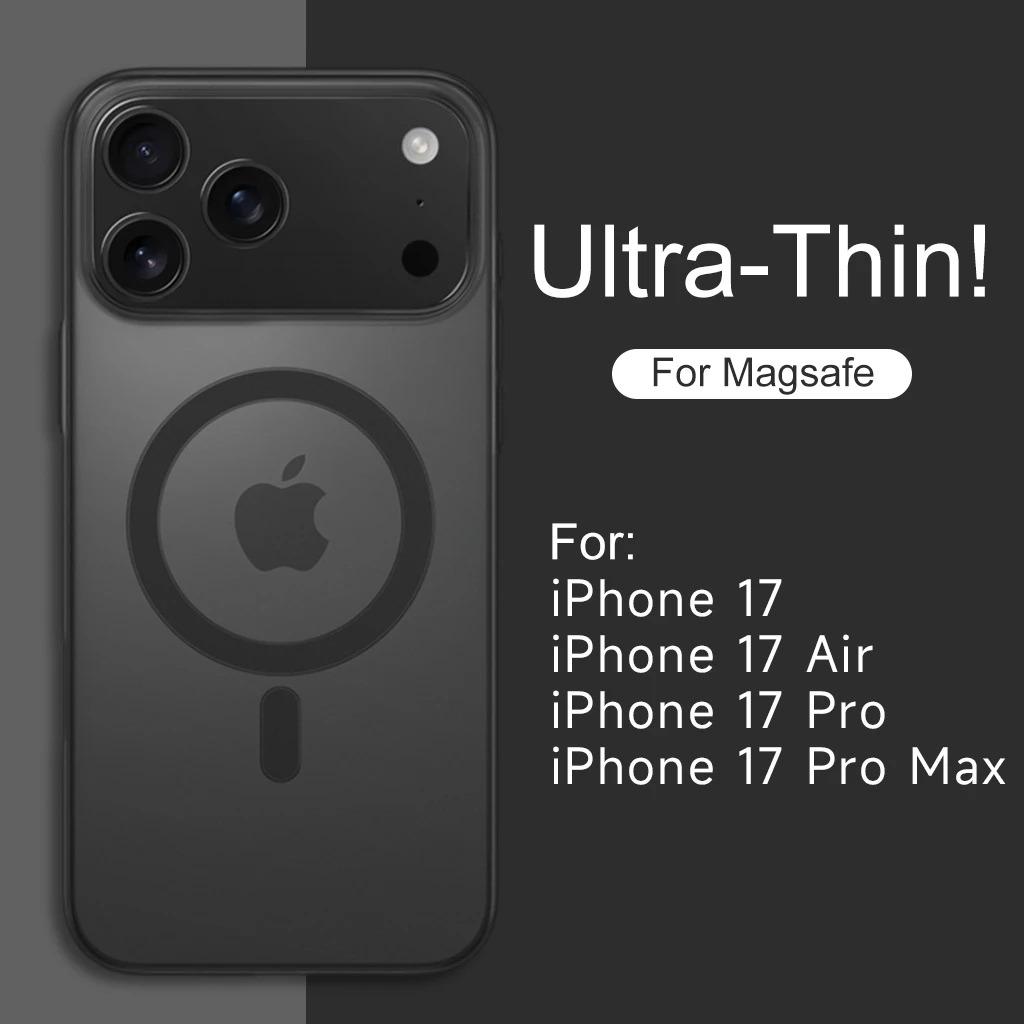 Luxury Matte Ultra Thin Clear For Magsafe Wireless Charge Case For For Iphone 17 Air 16E 15 14 Plus 13 12 11 Pro Max Hard PC Cover