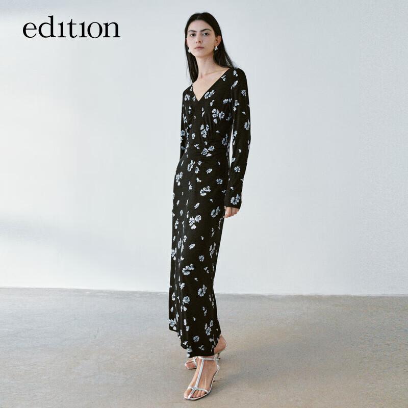 

Edition French Retro Floral V-Neck A-Line Dress XS 155