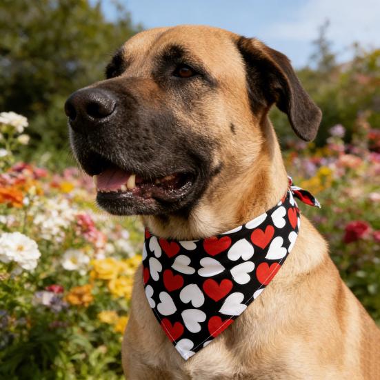 Valentine's Day Dog Bandana Dog Heart Prints Cute Triangular Bib with Love Pet Scarf for Small