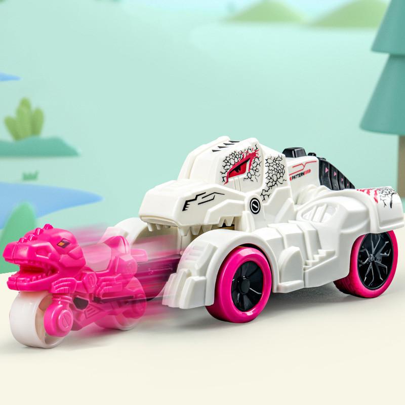 New Dinosaur Tank Inertia Glide Ejection Car Simulation Shape Boy Girl Parent-child Interactive Educational Toy White