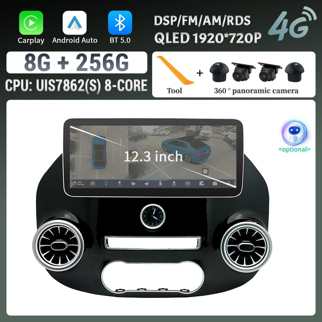 12.3" For Mercedes Benz Vito W447 2014-2021 Car Radio GPS Wireless Bluetooth Carplay Android 14 Multimedia Stereo Touch Screen
