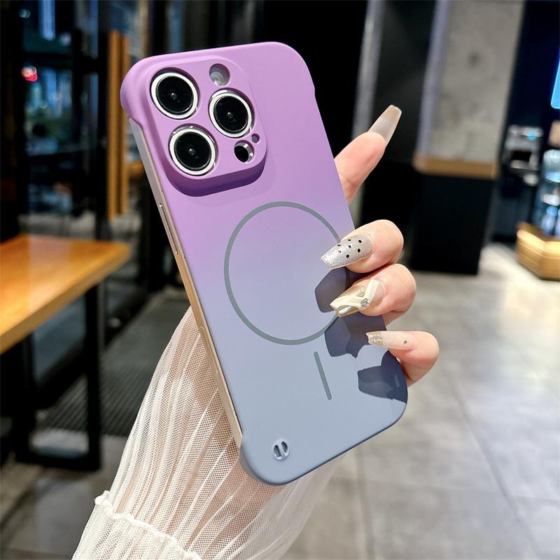

Frameless Gradient Color Magnetic Case For iPhone 17 Air 16 15 14 Plus 13 Pro Max For Magsafe Ultra Slim Hard PC Back Cover iPhone 12