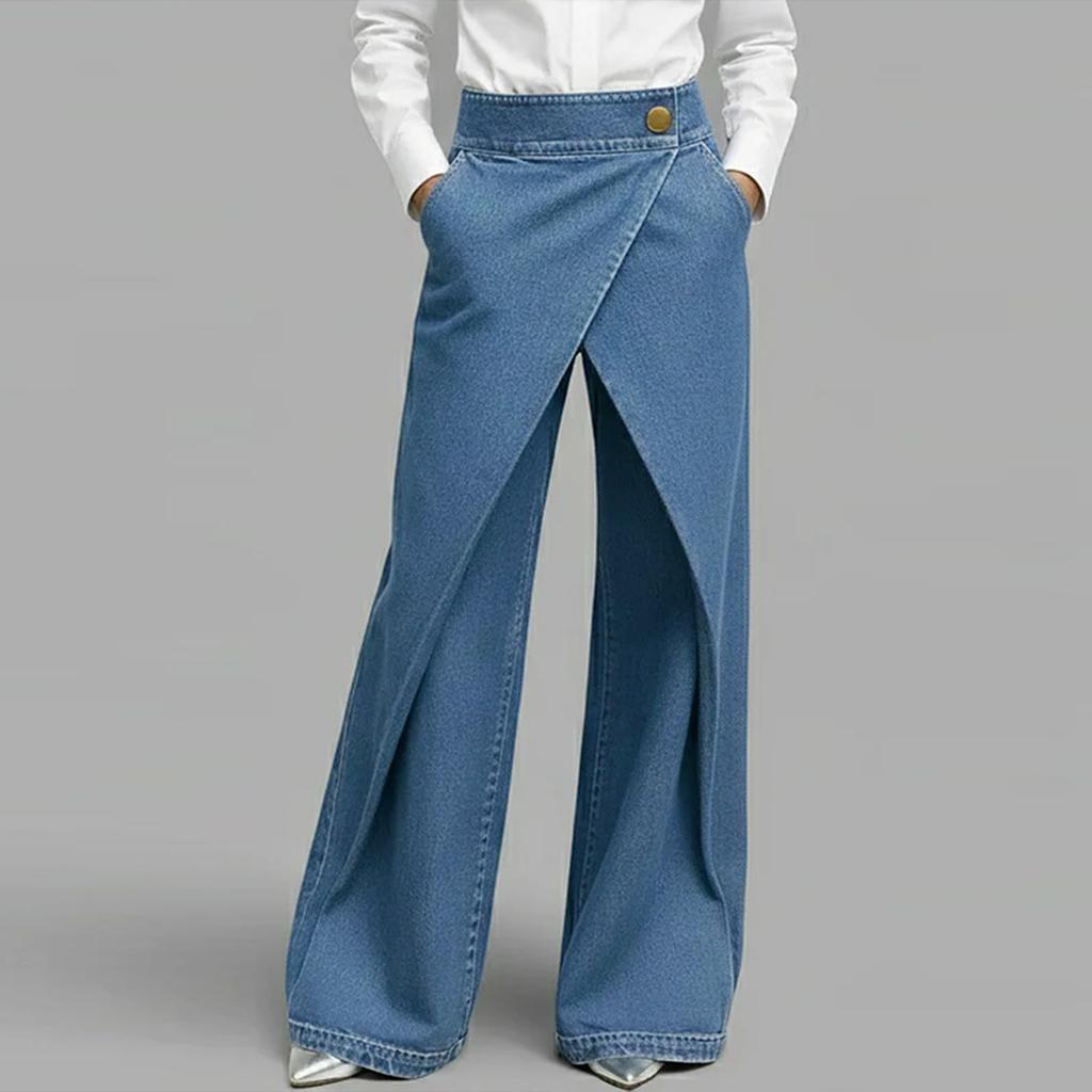 Pantaloni Jeans da Donna Colore Primavera e Tendenza Moda Tasca con Bottone