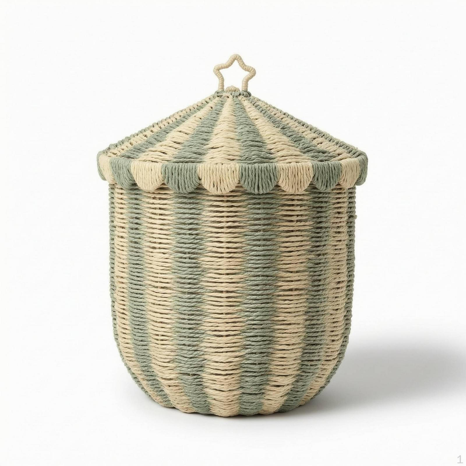 Basket with Lid and Handles Woven