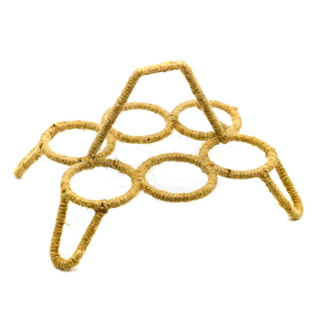 Hand Painted Kettle Set of 9 Pcs (Pack Contents - 1 Handpainted Kettle, 6 Handpainted Glass, 1 Iron Roped Stand, 1 Brown Natural Wood Tray