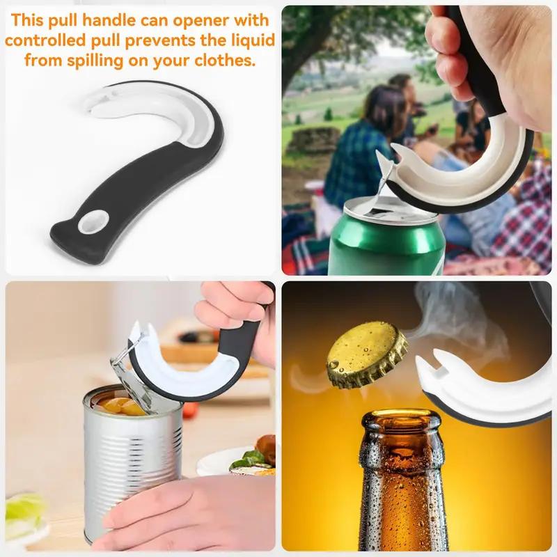 Portable J-Shaped Easy Grip Tin Openers Kitchen Non-Slip Jar Opener Lid Opening Tools Ring Pull Can Opener Multifunctional