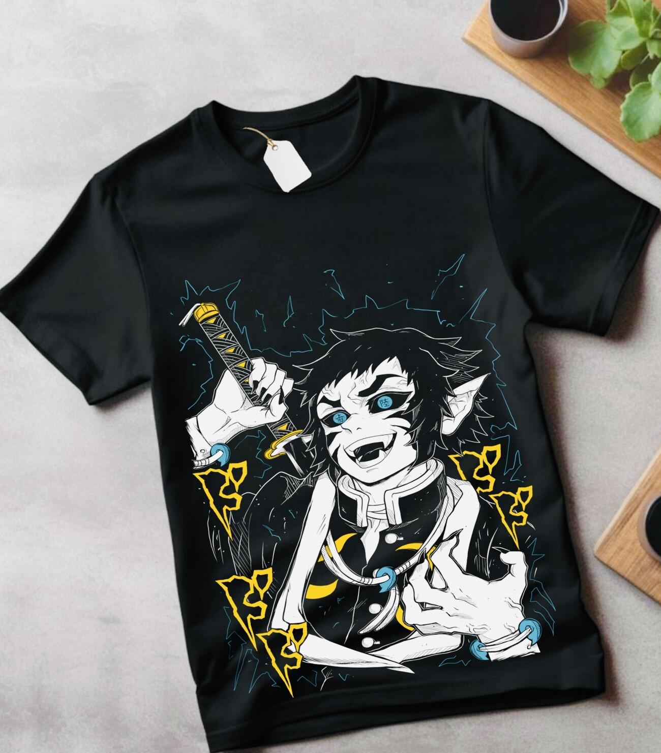 Muichiro Tokito T-Shirt Mens Womens Tees Top Kimetsu no Yaiba Demon Slayer Anime Black Shirt , gift S