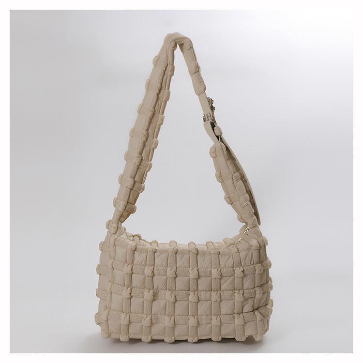 IELGY Checkered Pleated Cloud Bag Korean Version Cross-body One-shoulder Fashion Casual Commuter Female Bag