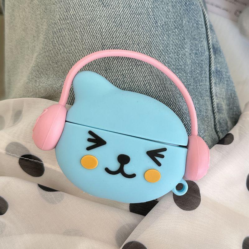 

Cartoon Cute Three-Dimensional Blue Headset QOO Apple Bluetooth Earbuds Case for Airpodspro/Pro2 Girls Fashion Net Red Creative Trendy Airpods2/3/4