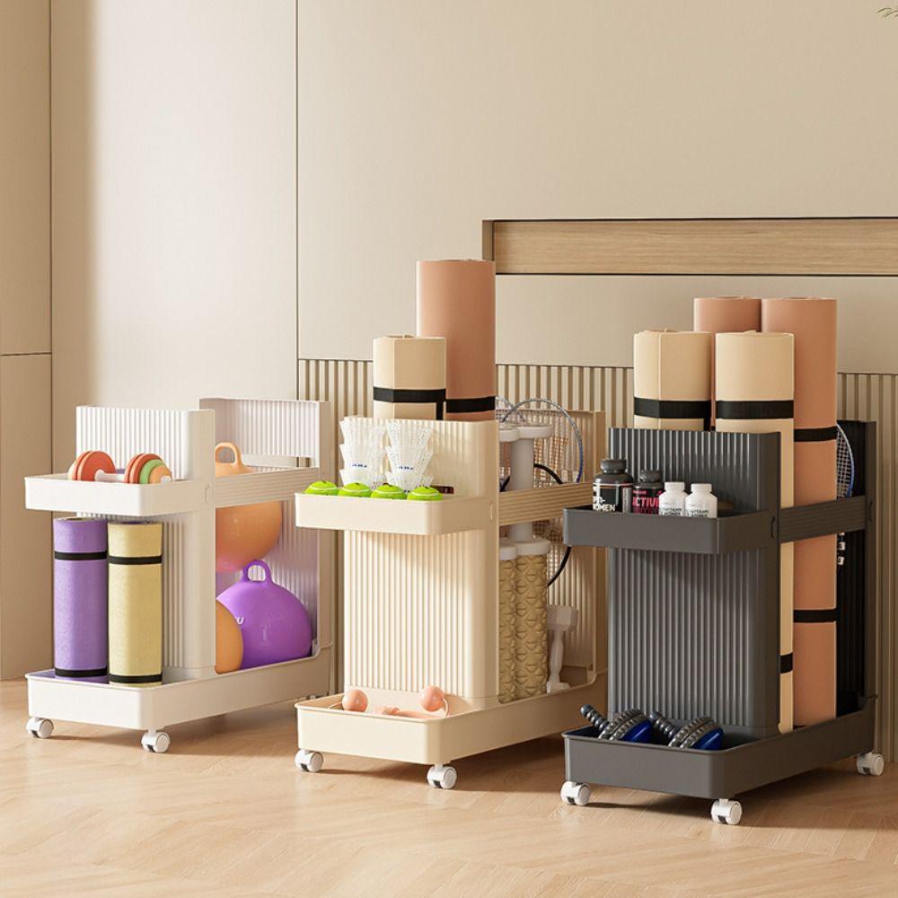 Multifunctional Sports Equipment Storage Rack with Wheels Sports Tools Organizer  Fitness Equipment