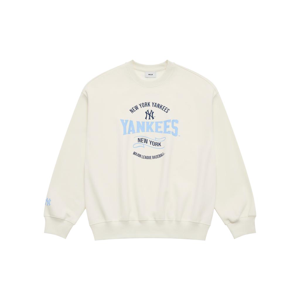 New MLB Preppy Style Collection New York Yankees SS25 Sweatshirt Unisex Cream 3AMTV0651-50CRS