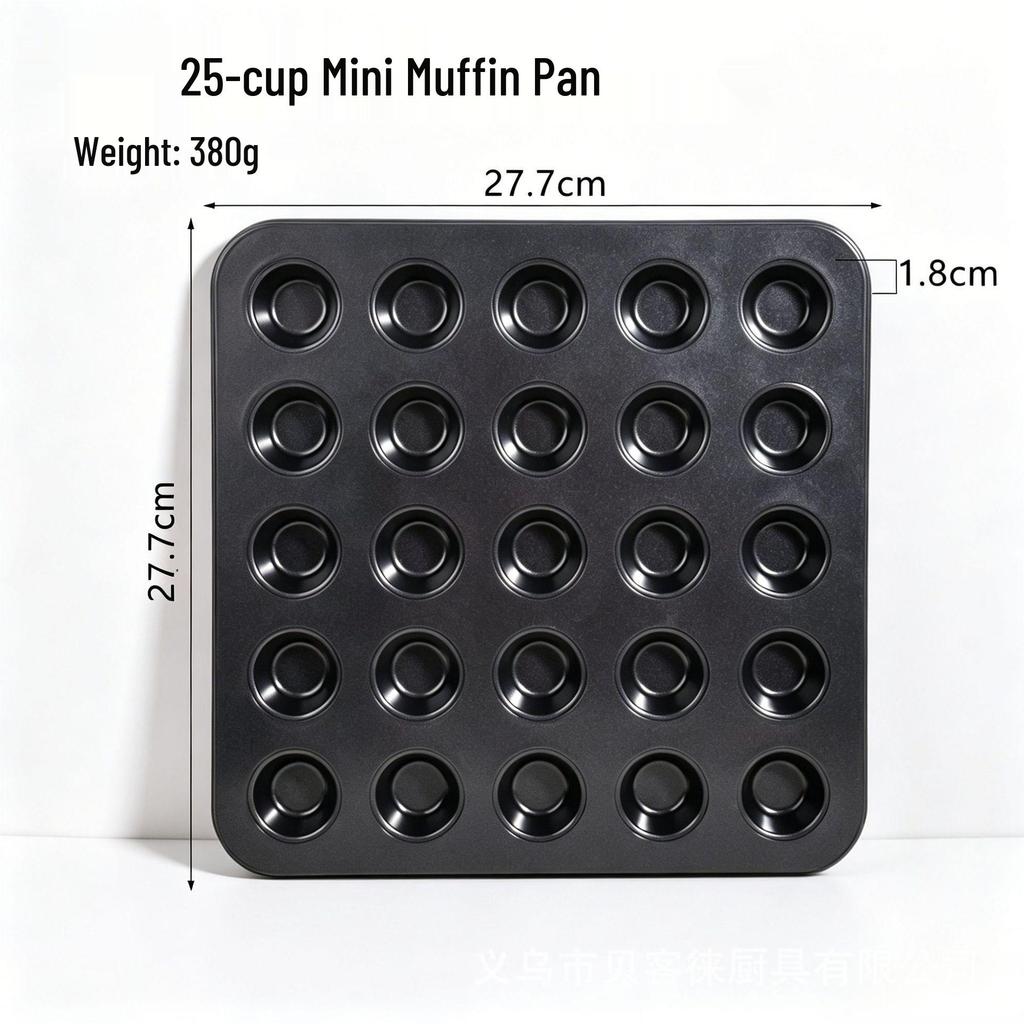 12-Cup Non-Stick Mini Muffin Baking Pan - Commercial Grade Round Muffin Molds