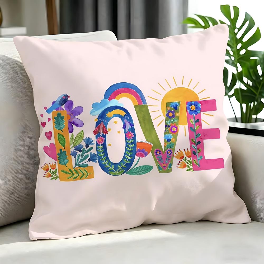 CColorful Heart Floral Love Text Cushion Cover Cushion Cover Set Pcs x x x Pillowcase Decorative Sofa Home Decor